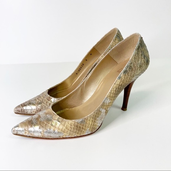 Stuart Weitzman Iris Honey Mica Python Pump SZ 8 - Picture 4 of 11
